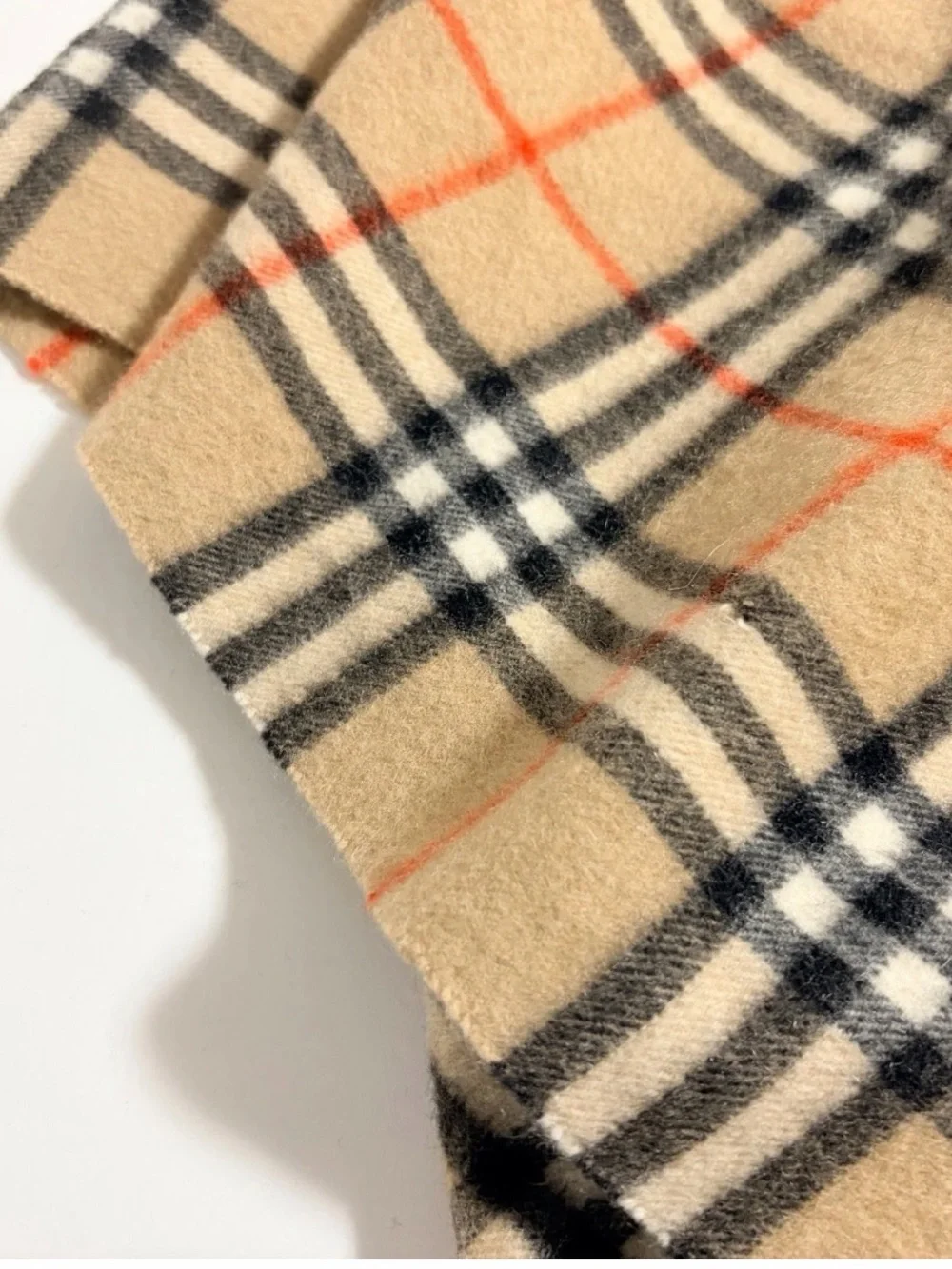 Burberry Beige Black Red Plaid Cashmere Scarf